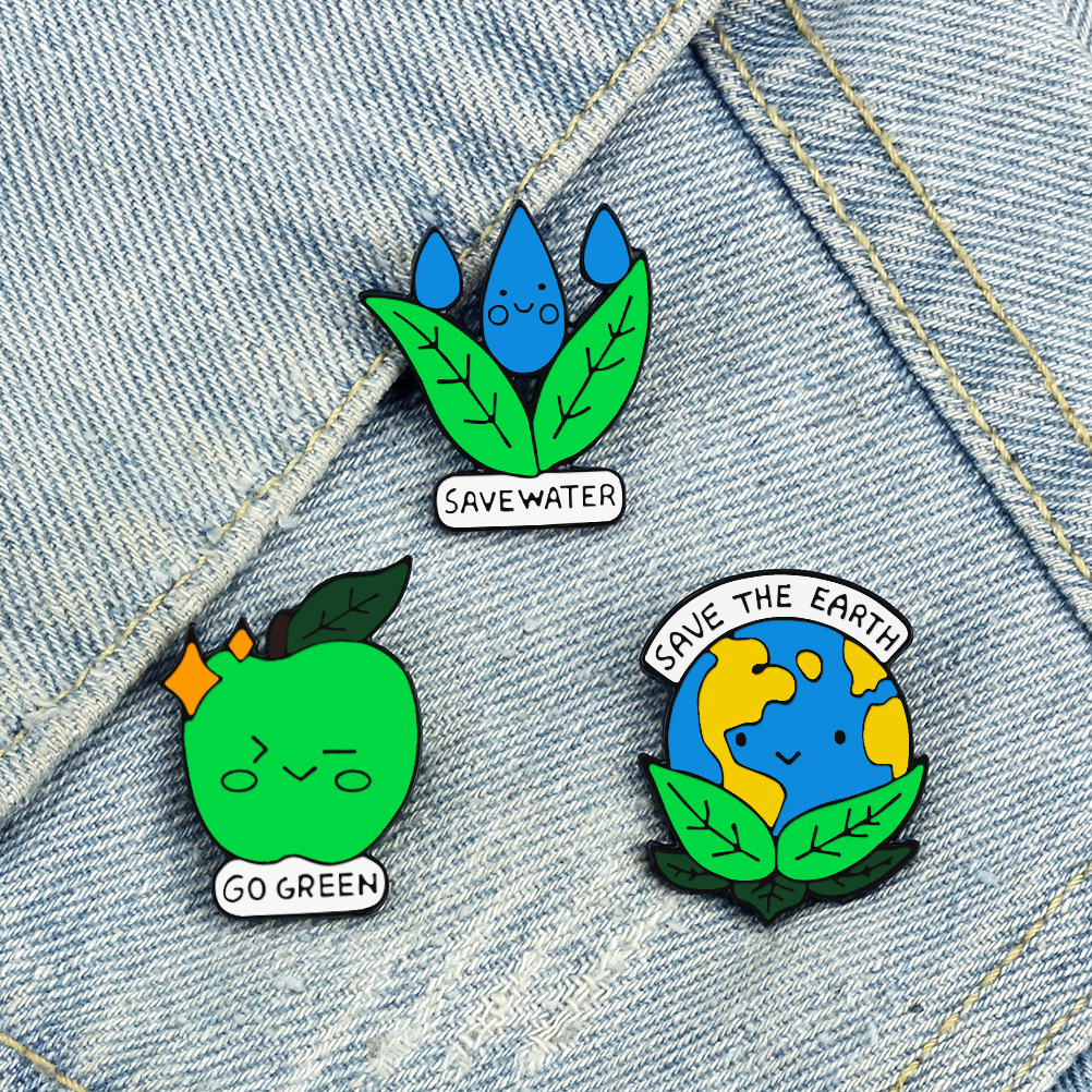 跨境保护地球花园沙滩鞋DIY装饰配件绿色环保地球水滴合金装饰品