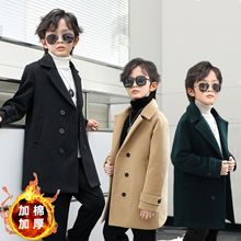 男童呢子大衣加棉加厚秋冬款毛呢大衣儿童韩版翻领保暖款毛呢外套