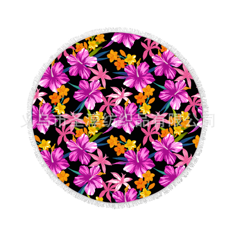 La fibra impresa redonda de la toalla de playa de la fuente directa de la fábrica con las borlas siente suave puede ser arena antiadherente de la playa de la imagen