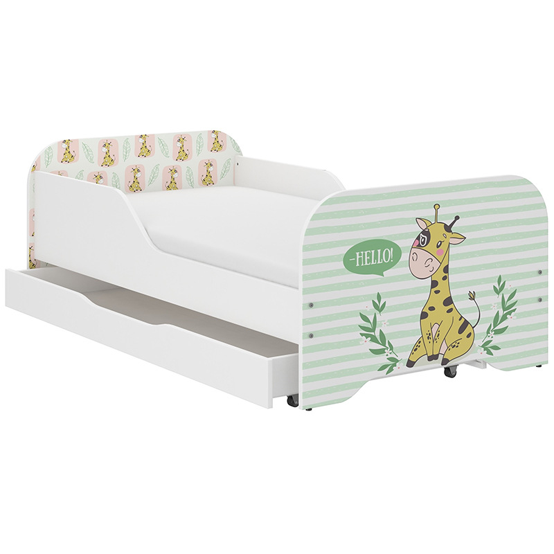 Simple cama para niños cama individual niños y niñas pequeño dormitorio con cajón de almacenamiento patrón de cama opcional