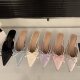Chunky Heel Bow Baotou Half Slippers Fairy Shoes 2025 Spring and Summer Satin French Temperament Half Shoes