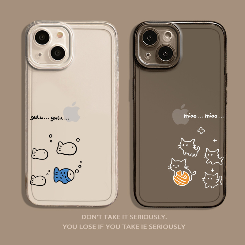 For Apple 16plus Kitten Fish Phone Case mate60pro Couple Personality Line 16promax
