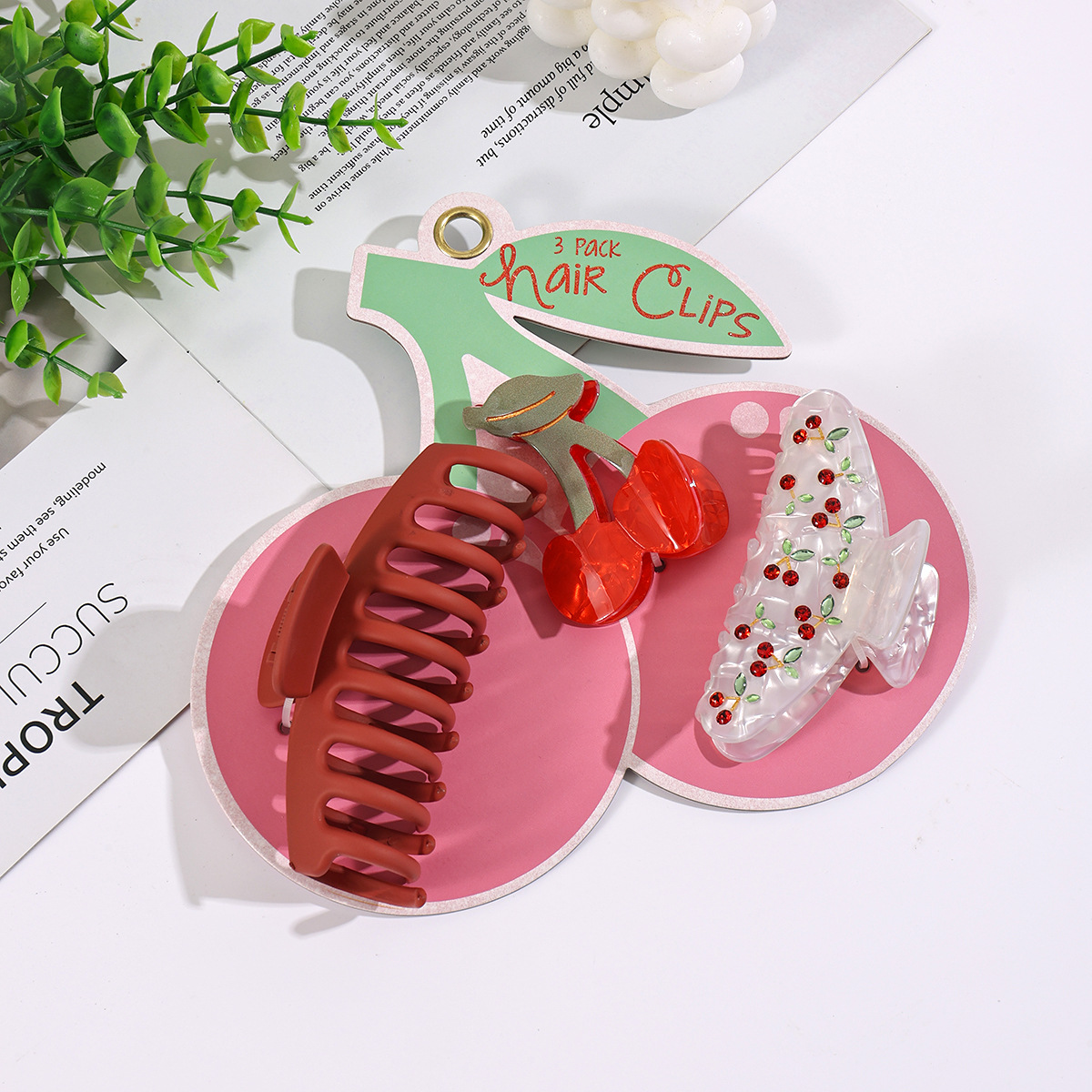 Daily, Street Occasion Cute Women's Printing Fruit Acrylic Hair Claws
