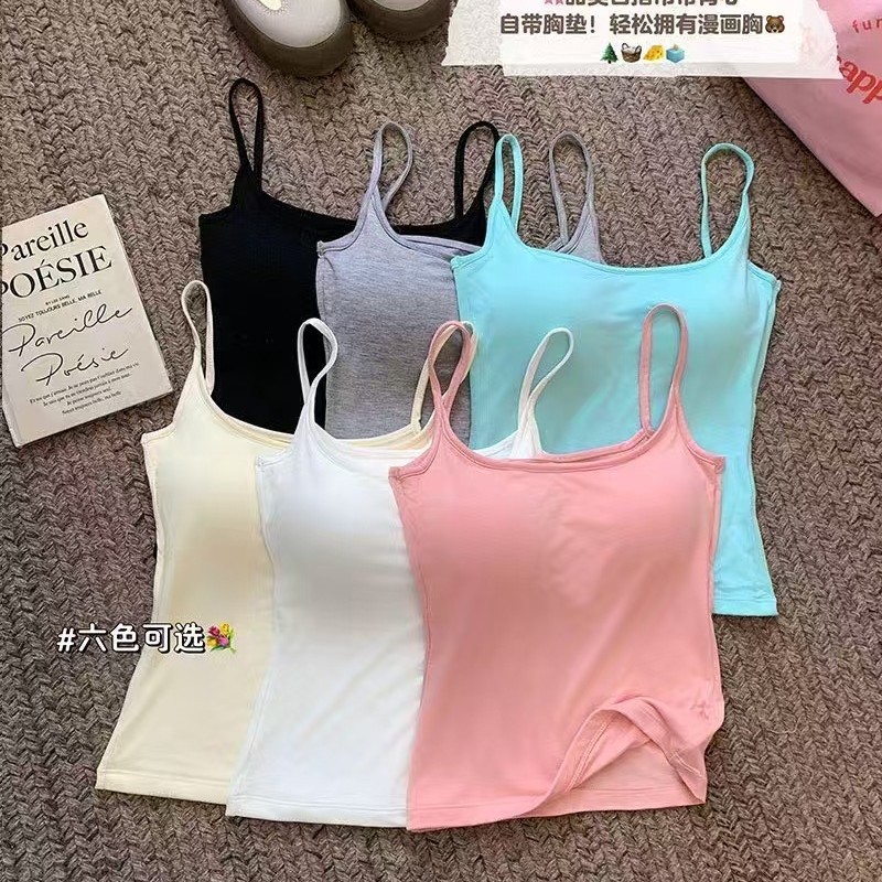 2097 # Modal Comic Chest Camisole with Breast Pads for Women with Small Breasts and Expansion Bottoming Tops for Inner Wear and Outer Wear