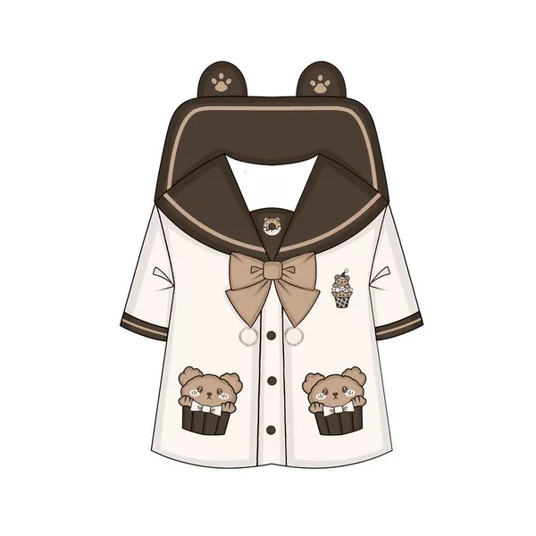 T-shirt, bow tie, with little bears, with short sleeve
