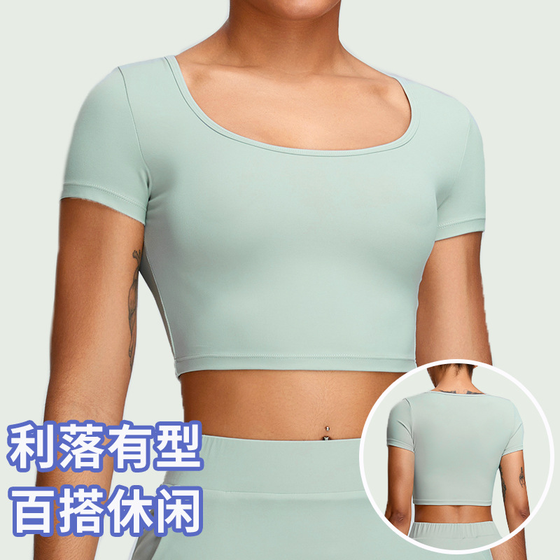 2024 nuevo yoga superior de manga corta de las mujeres transpirable fitness deportes camiseta corriendo apretado corto adelgazamiento ropa de yoga