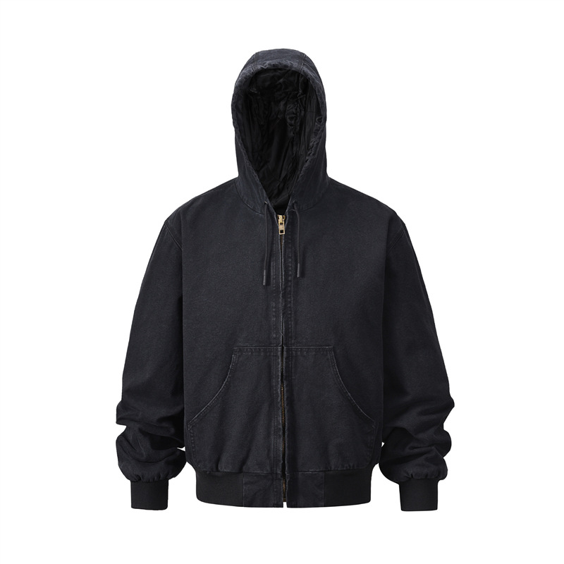 欧美高街ins同款潮男女外套加厚加棉水洗连帽夹克外套棉服coats