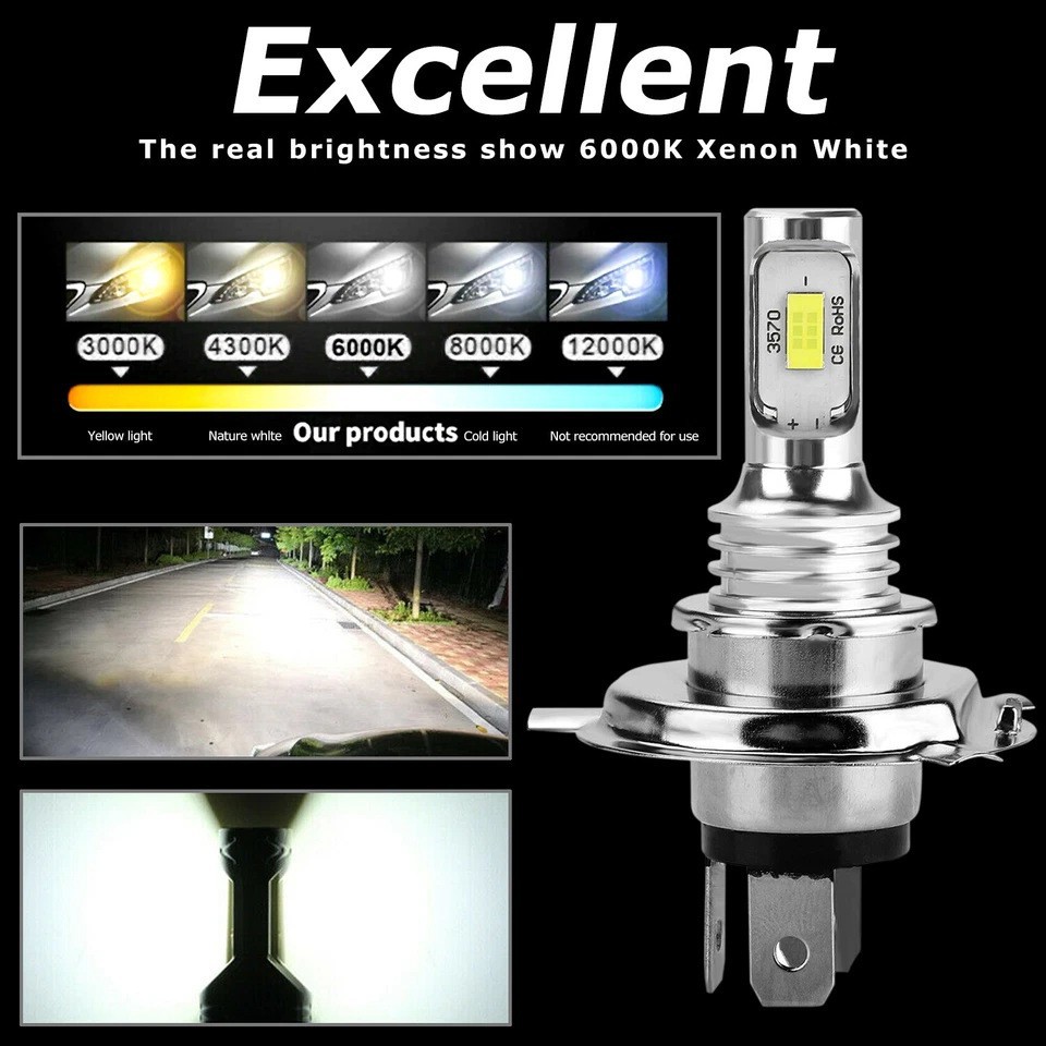 Faros de automóvil LED H4 80W 3570 2LED Niebla 80W Faros de motocicleta CSP Luz blanca