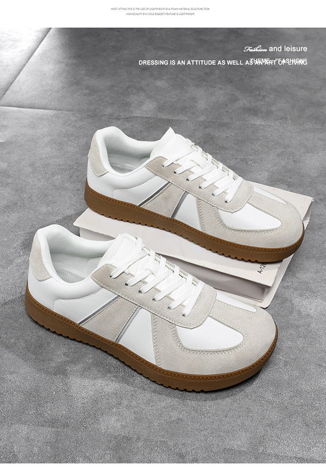 Giày sneaker da lì phối lưới form rộng mũi tròn, đế cao 3–5 cm, dây buộc, unisex — Trắng đen, Xám trắng, đen chi tiết 26