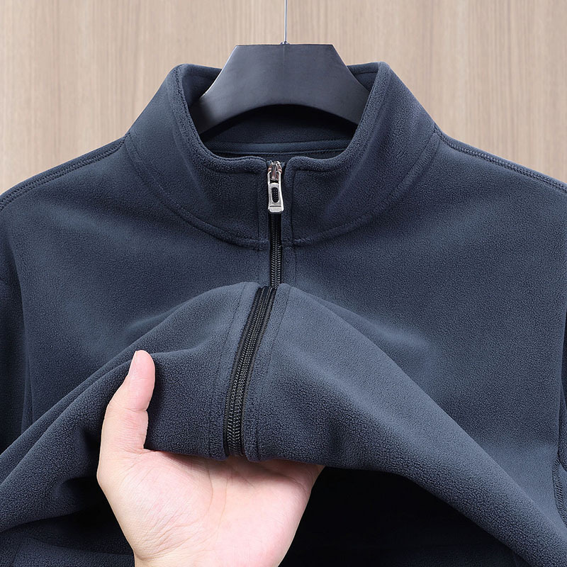 Double-Sided Austrian Velvet Men's Jacket Autumn and Winter Zipper Cardigan Middle-Aged Dad Thickeneded Warm Stand-Up Collar Top