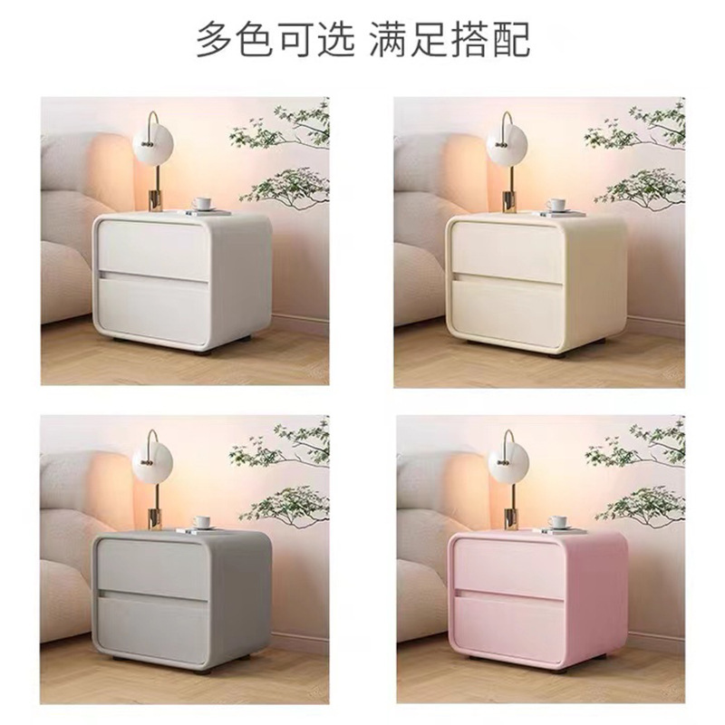 Factory-direct cream-style Italian-inspired simple solid wood bedside table&mdash;light luxury, minimalist, modern design, perfect for your bedroom's storage needs. New arrival!