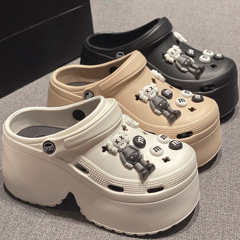 Туфли с толстой подошвой для женщин 2024 новый нескользящий пляж увеличивает EVA Baotou сандалии тапочки для женщин летом