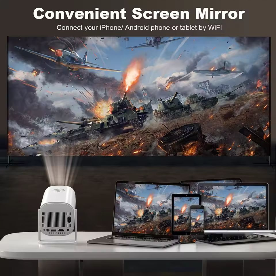 E110 Uluslararası Yeni Model 4K WiFi HD Android 11.0 5G Bluetooth Taşınabilir Ev Mini Projektör Dış Pazar