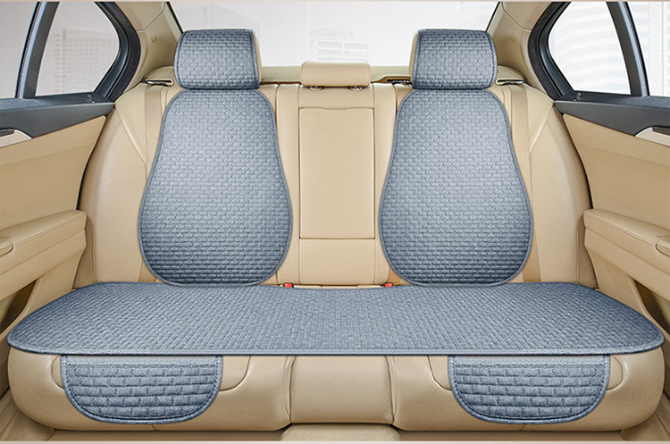 Linen Small Brick Car Seat Cushion, Three-Piece Set for All Seasons, Non-Slip Seat Cushion, No Binding, Five Seats, Half Package, Foreign Trade Wholesale