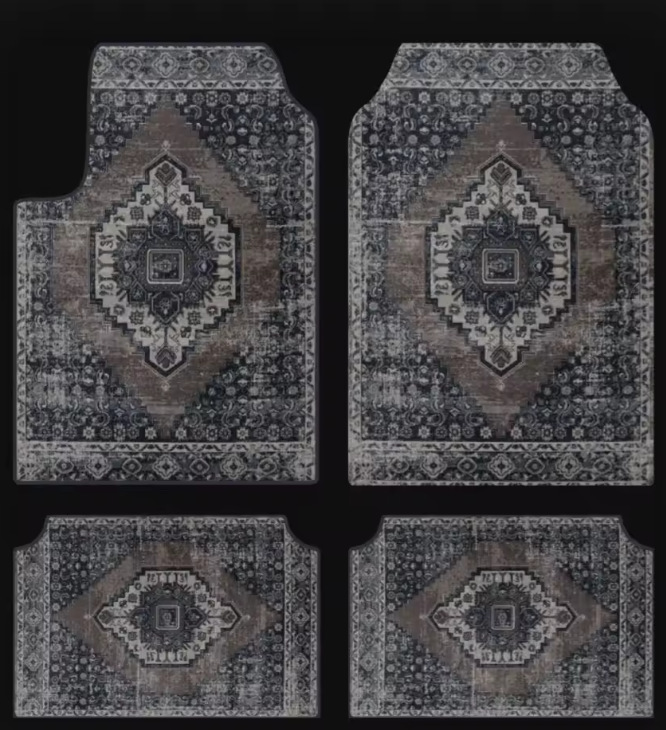 Temu Label Cross-Border Bohemian Style Foot Mats for Home Use, Dirt-Resistant and Non-Slip, Four-Piece Set, Car Floor Mats Available for Dropshipping