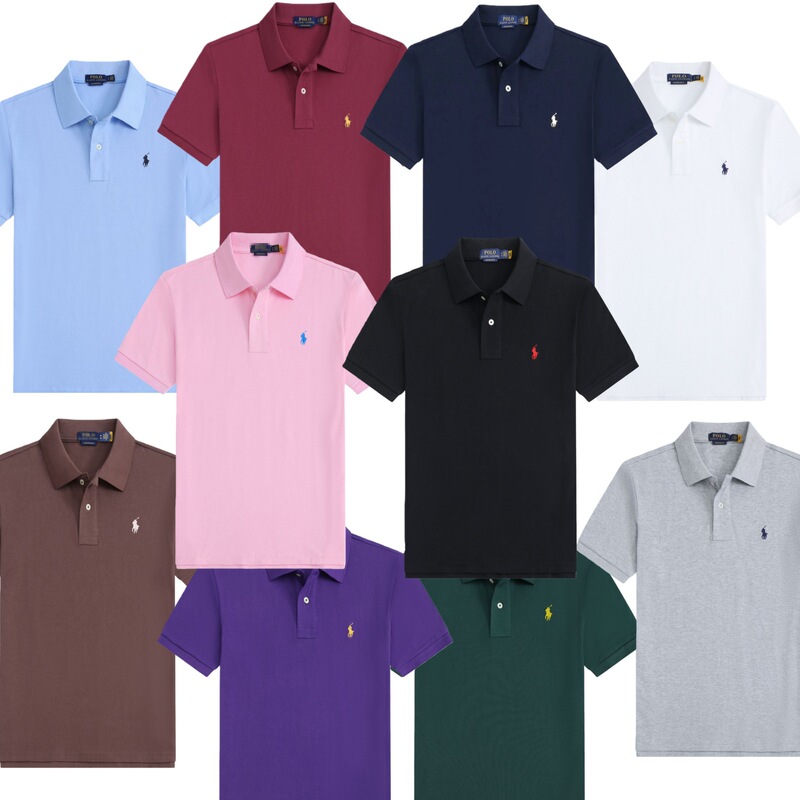 Cross-Border European Code Laff Pony Logo Embroidered Men's Polo Shirt Summer Plo Shirt T-Shirt Rl Wholesale Short-Sleeved Polo Shirt