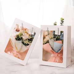 窓開け袋現物透明ショーウインドー手提げ袋創意プレゼント窓開け紙袋花花束包装袋手提げ