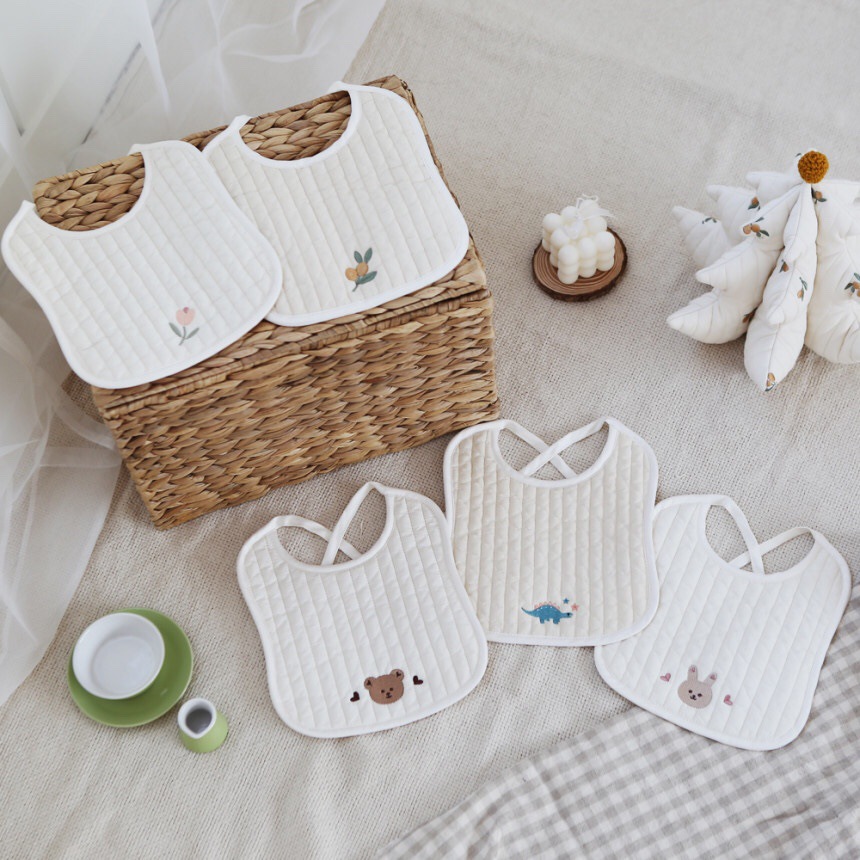 Brand cute soft double-layer eating bib for new born