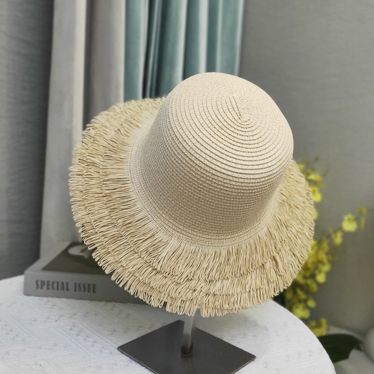 Flat Eaves Rim Women's Simple Style Classic Style Solid Color Flat Eaves Straw Hat