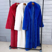 W 36641 Fur Long Coat with Notched Lapel ��Ƥ�ݳ������