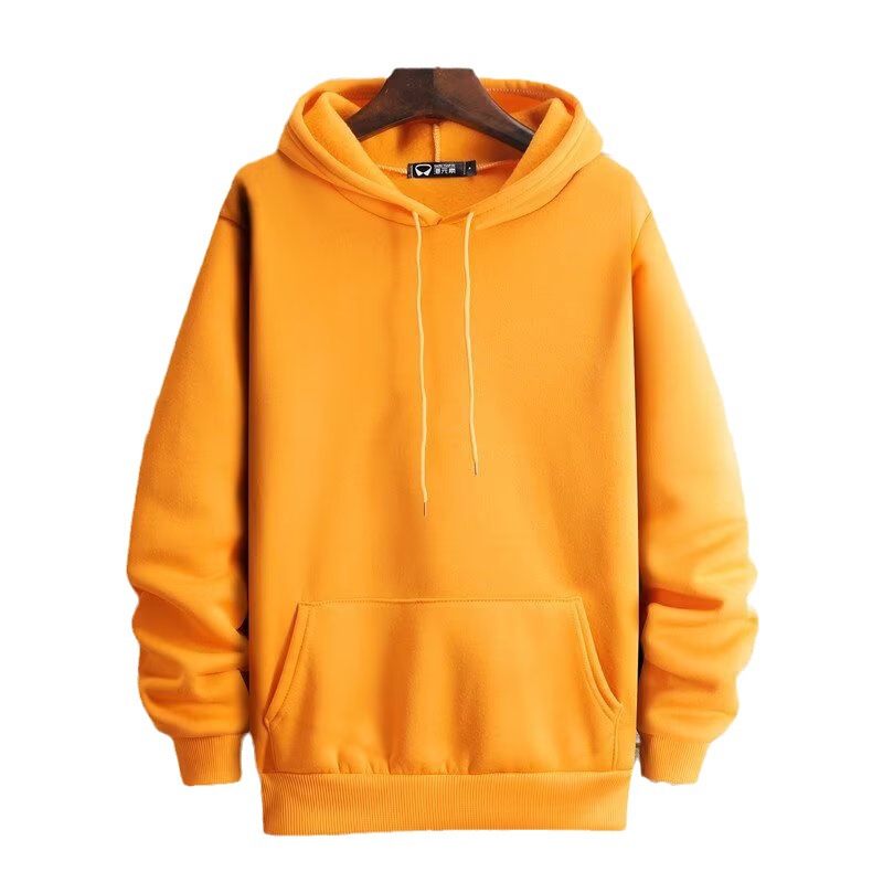 Factory wholesale hooded sweater men's autumn and winter solid color hoodie Korean style trendy loose all-matching fleece-lined thickened top