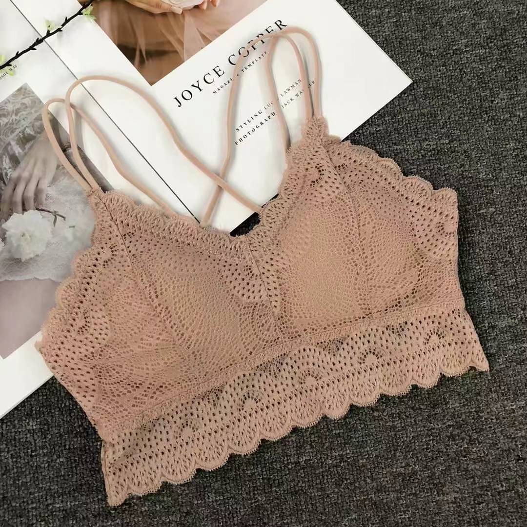 Nuevo encaje de alta elasticidad de alta calidad, chaleco de mujer sin anillo de acero, bra de yoga, ropa interior deportiva, mujer al por mayor