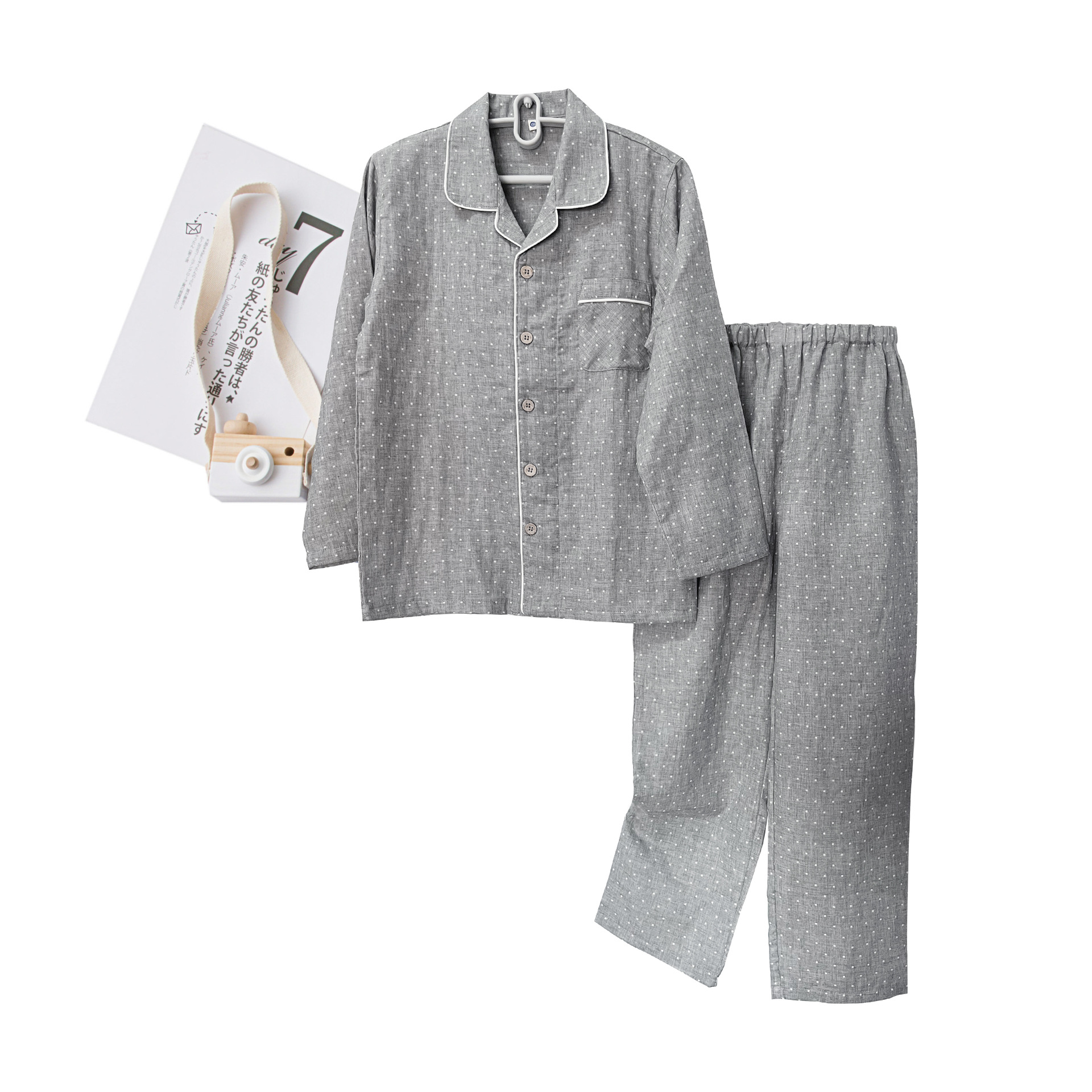 Spring and Autumn Children's Cotton Double-layer Yarn Long-sleeved Trousers Short-sleeved Trousers Pajamas Set Boys and Girls Home Clothes