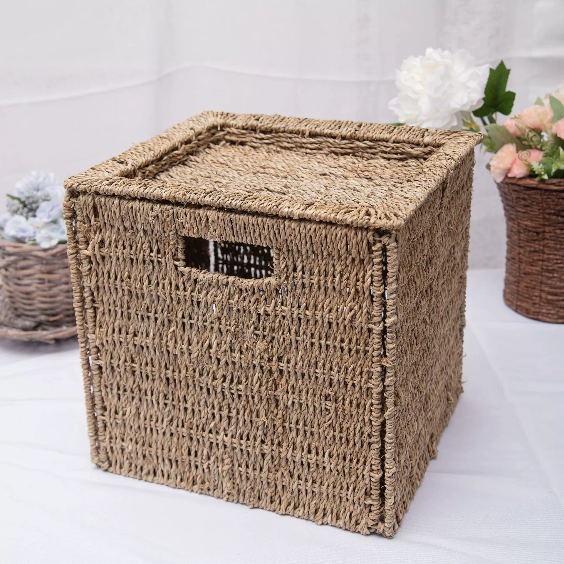 Корзина для хранения, соломенная система хранения, для рукоделия DIY