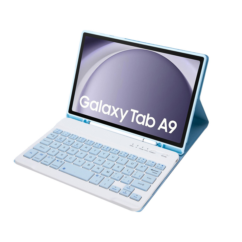 Samsung Tab A9 8.7inch Bluetooth キーボード保護ケース X110 ラウンドキーキャップ磁気吸着分割型 X115 ペンホルダーに適しています。|undefined