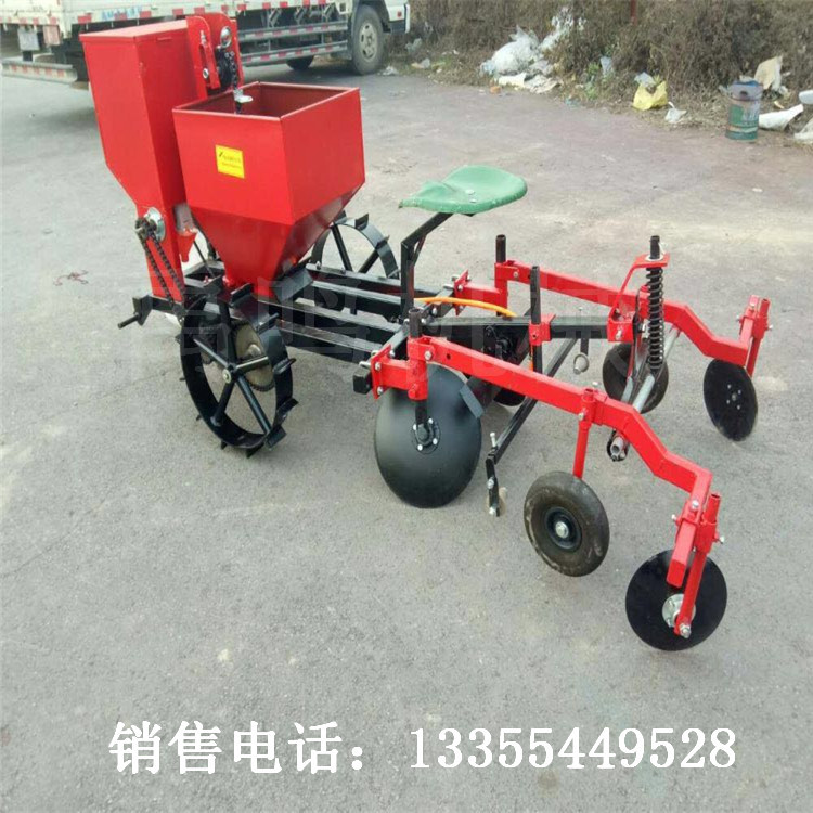 单缸车带单垄单行土豆播种机 圆盘起垄覆膜施肥喷药播种一体机