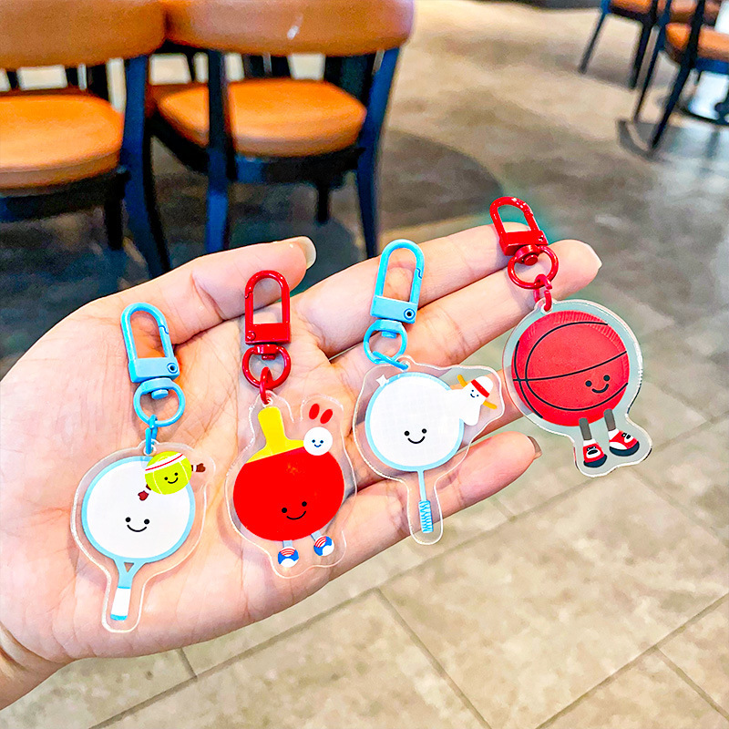Cute tennis badminton table tennis basketball volleyball football football key chain gift headset bag pendant