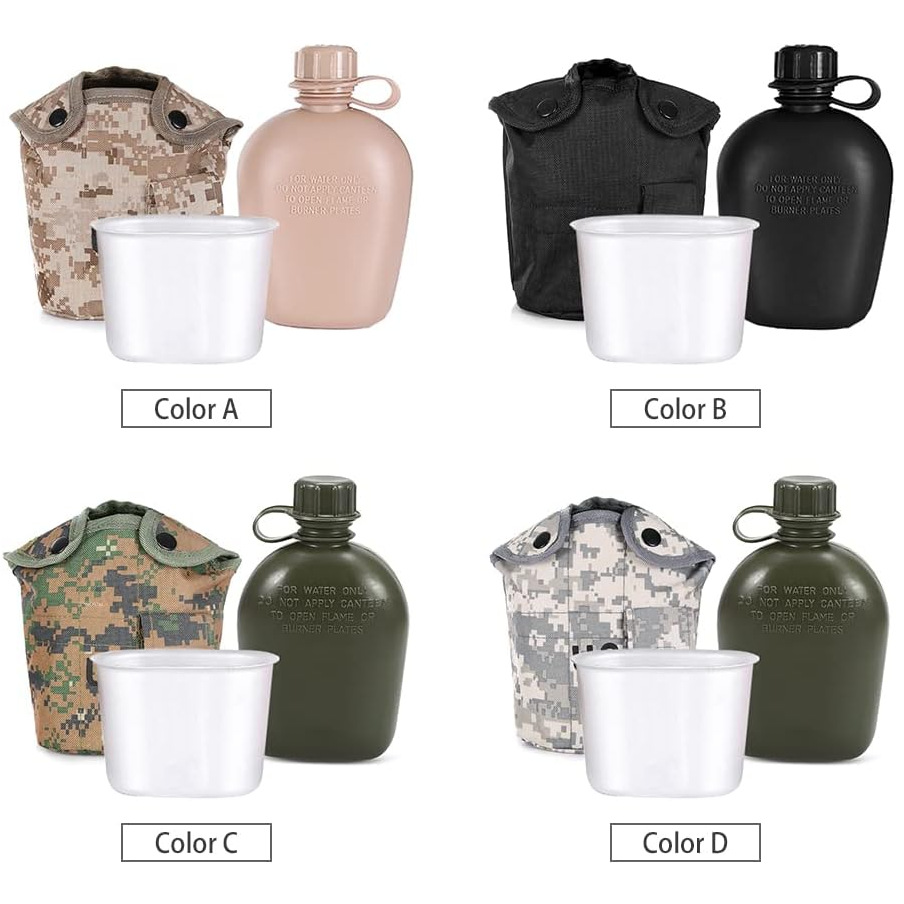 Conjunto táctico de hervidor de agua 1l de gran capacidad, interior de grado alimenticio, excursión de campamento de montañismo al aire libre US bolsa de agua al aire libre de plástico