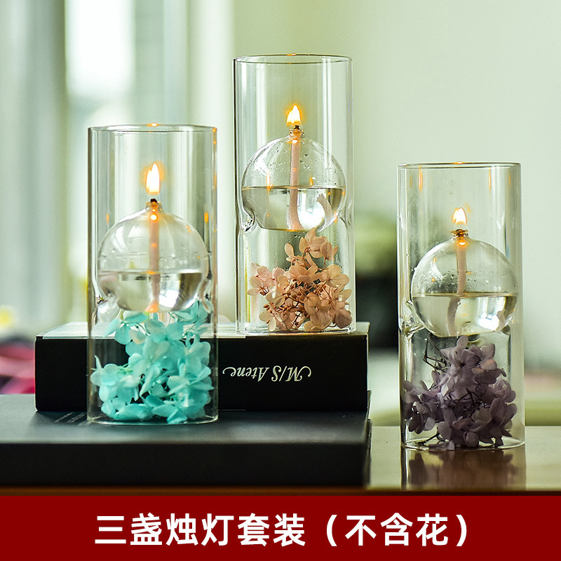 Creativo transparente cilindro candelabro de cristal lámpara aceite decoración del hogar europeo Regalo boda fábrica al por mayor