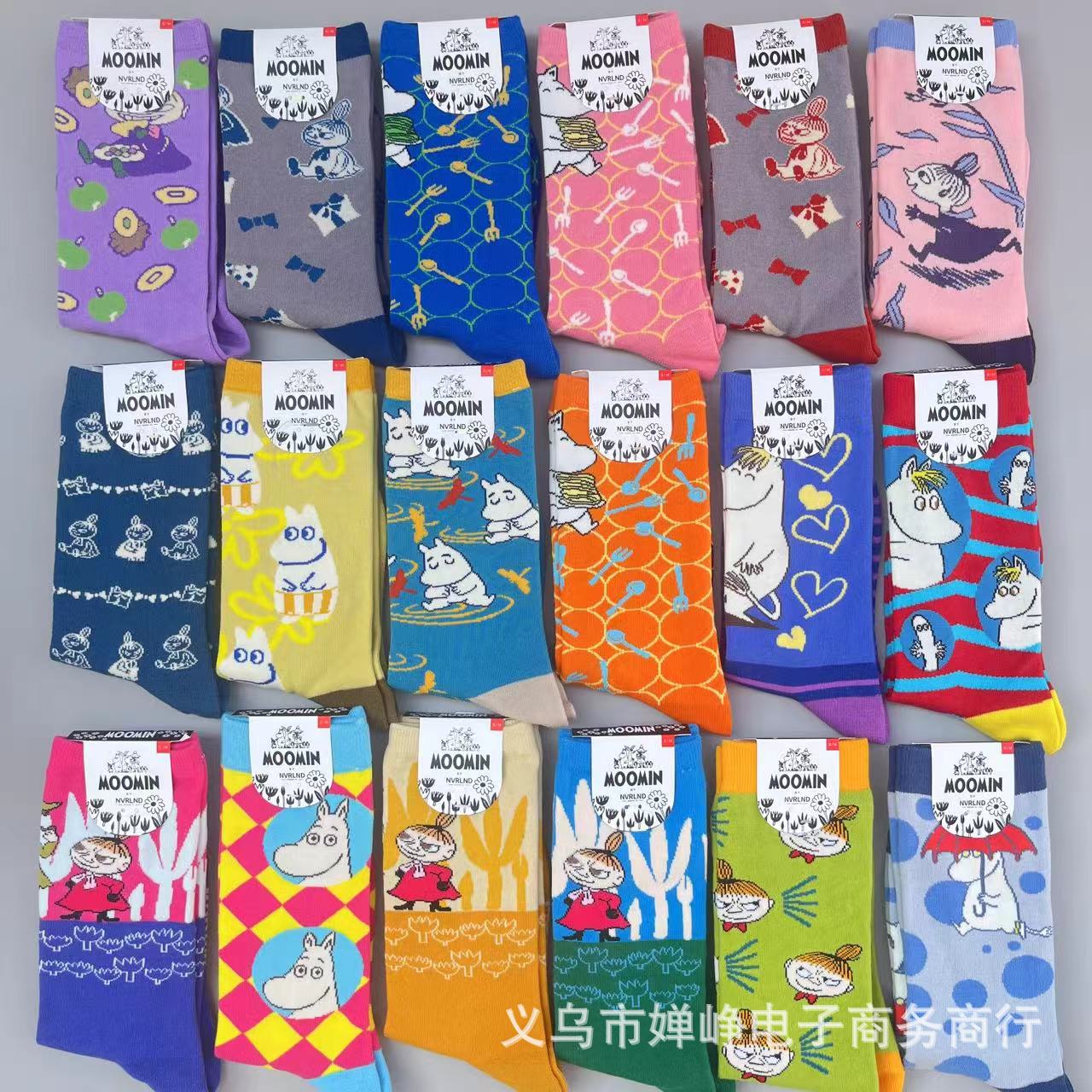 亞美姆明新款moomin棉襪中筒女士襪子日系卡通可愛動漫ins潮襪批