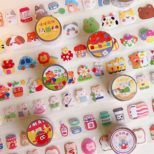 Transparent waterproof handbook sticker set handbook material Internet celebrity cute cartoon tape student decorative small pattern