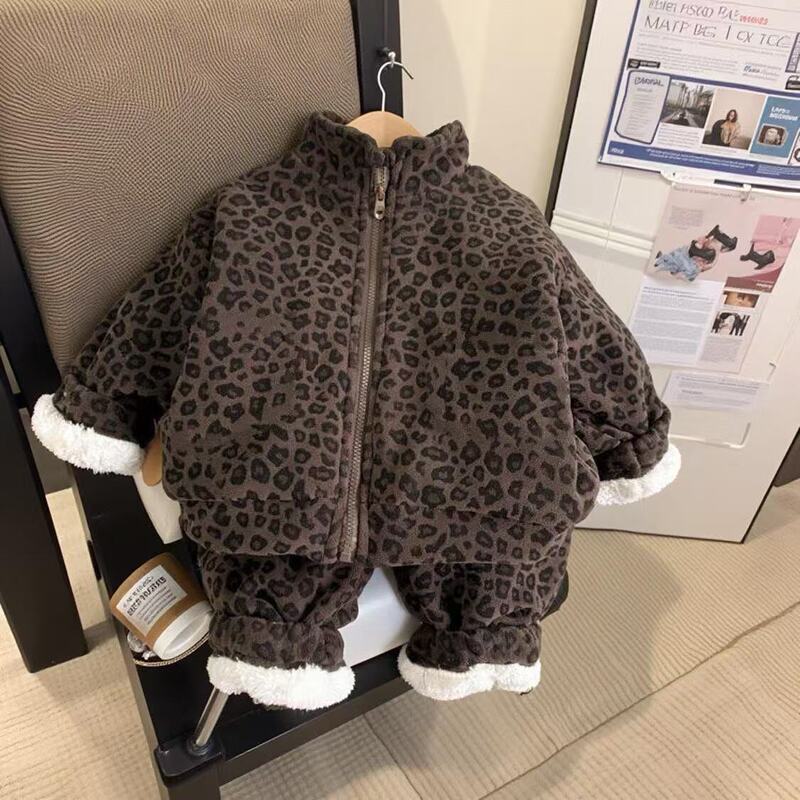 男女童冬季加绒套装洋气男女宝宝保暖加厚高领外套裤子棉服两件套|undefined