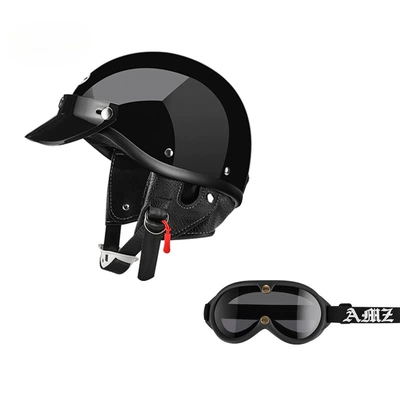 Motosiklet dəbilqələri – Retro Cruise Motorcycle Women's Electric - xs-glossy-black-black-new-goggles-free-shipping-by-sf-express