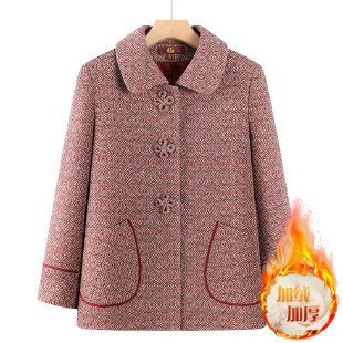 奶奶秋装毛呢外套中老年人洋气妈妈宽松上衣服老太太女士春秋大衣|undefined