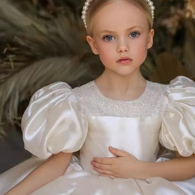 Girls Princess Dress Tulle Skirt Children's Performance Costume New Flower Girl Summer Evening Gown Hostess Outfit_voghion.com