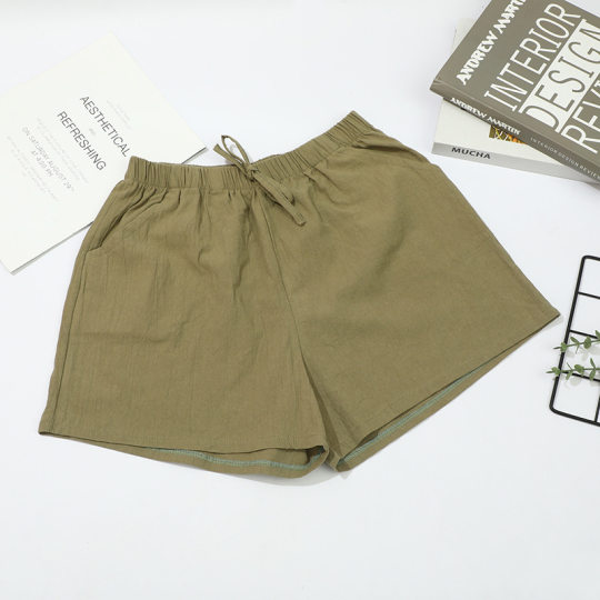 High Waist Cotton Linen Shorts Women's Summer Stretch Waist Loose Casual Linen Slimming Korean Style Hot Pants plus size Thin Wide Leg Pants