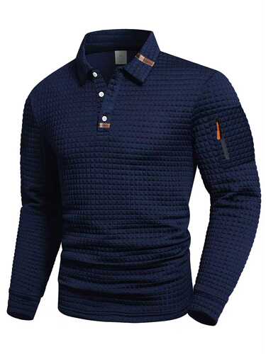 Ecode Men's Spring and Autumn Patchwork Checkered Fashion Men's Casual Sports POLO Shirt