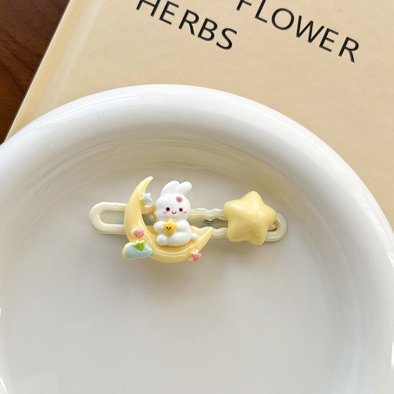 달 토끼 별 머리핀