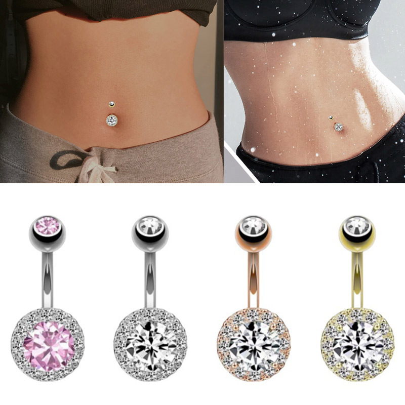 Modische europäische Ringe aus Edelstahl mit Zirkonia, herzförmige Bauchnabelpiercings, schlichter Piercingschmuck im Großhandel, angenehm zu tragen_voghion.com