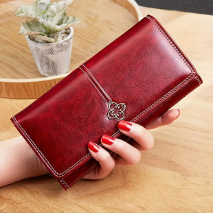 Cross-Border Wallet Ins Women's High-End Long Wallet Women's High-End Retro Zipper Large Capacity Women's Coin Purse