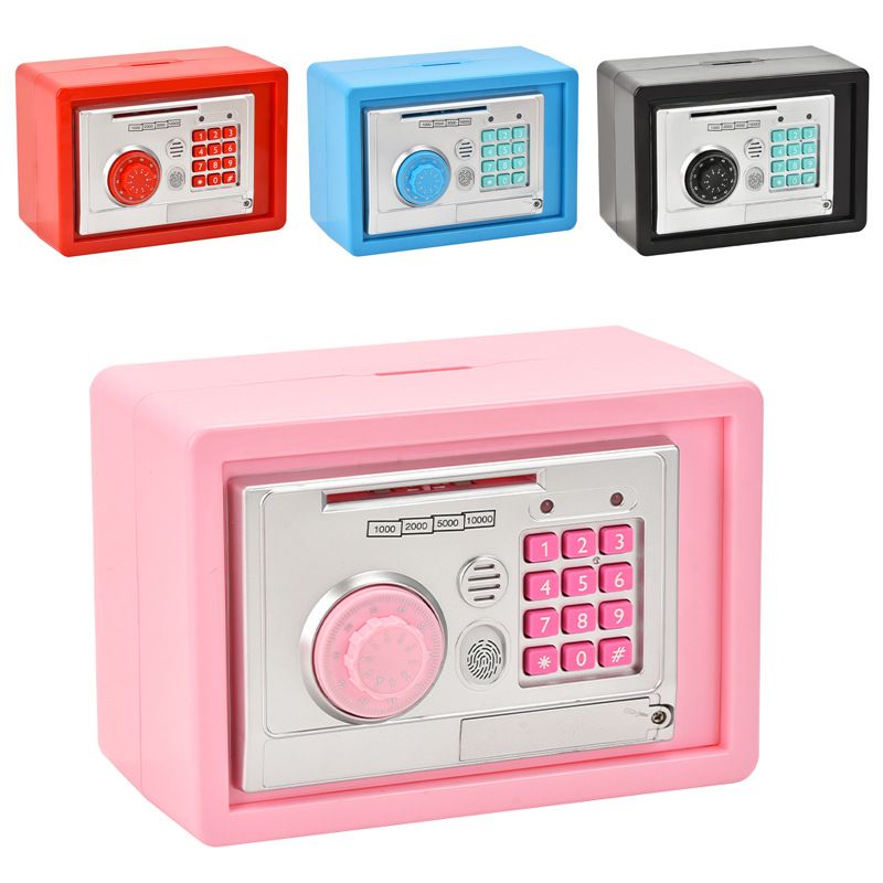 跨境保险柜复古电动儿童密码存钱罐创意礼物男女生仿真指纹储钱罐