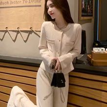 小香风休闲时尚盐系轻熟气质高级感卫衣阔腿裤两件套装女秋装洋气