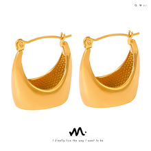 欧美气质轻奢感耳环女时尚光面包包耳饰钛钢18K Gold Plated PVD