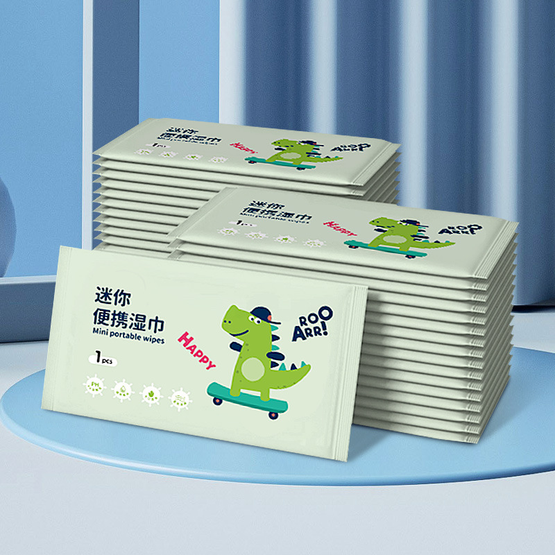 Pure water wet wipes single piece [skateboard dinosaur]