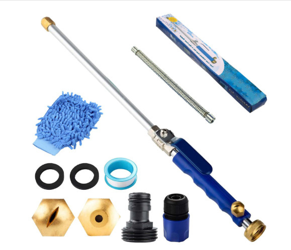 10개 세트(파란색 물총 + 노즐 2개 + 검정색 커넥터 1개 + 개스킷 2개 + 테이프 1 + 파란색 퀵 커넥터 1 + 장갑 + 연장 튜브))