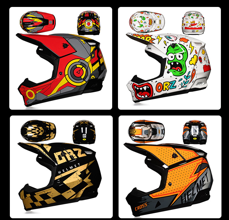 ORZ New National Standard 3C Certified Motorcycle Off-Road Helmet, Downhill Mountain Bike Safety Helmet, Karting Cross-Border Helmet